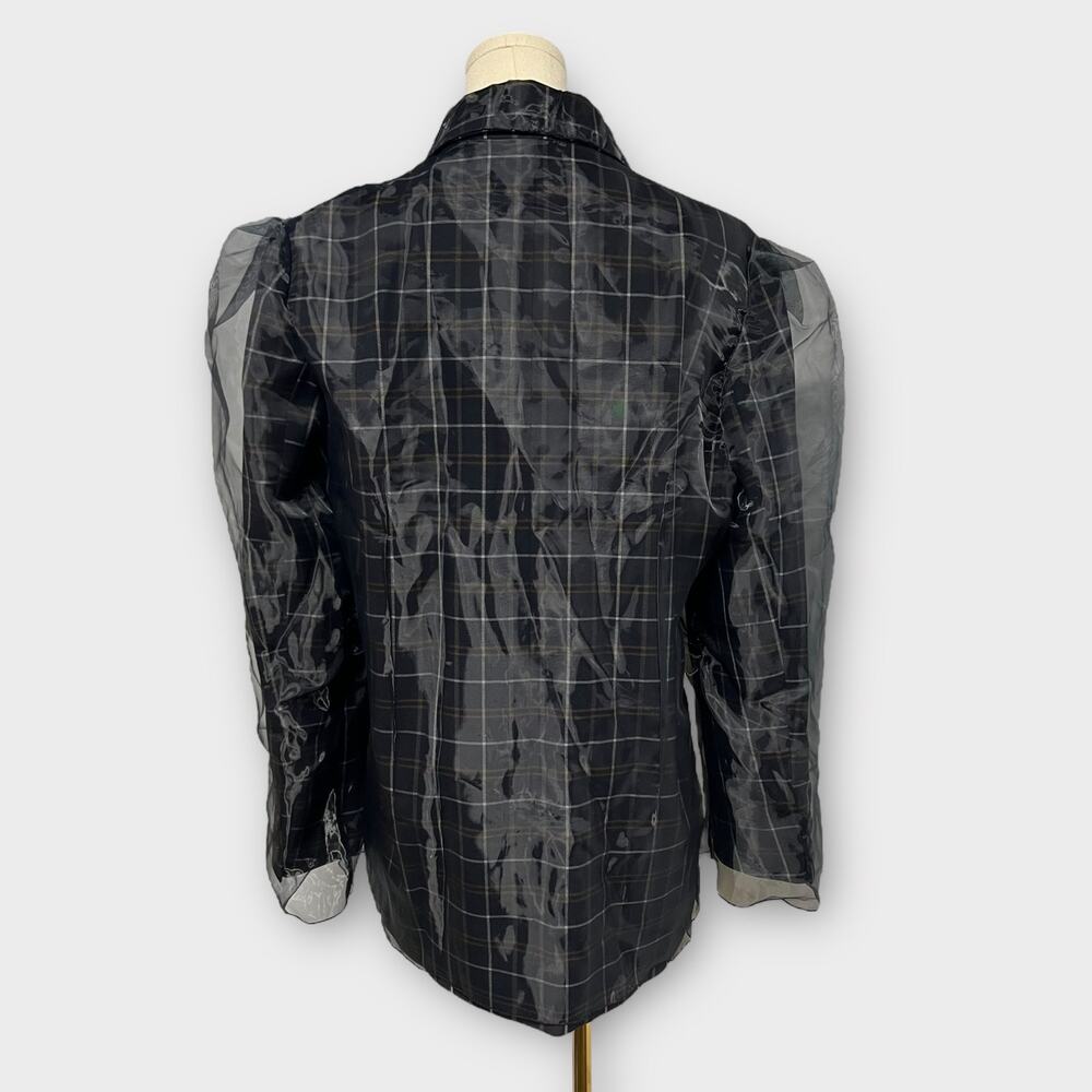 By Anthropologie Tulle Overlay Plaid Blazer Size Small NEW - Picture 4 of 9